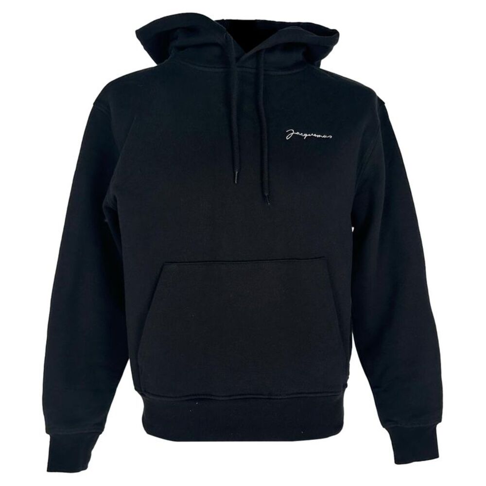 Jacquemus Logo-Embroidered Hoodie in Black Cotton